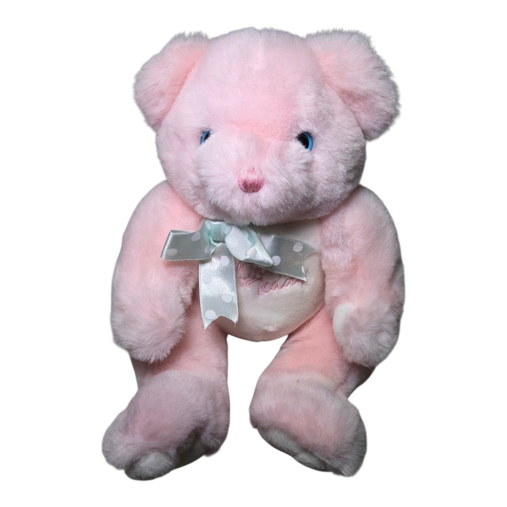 Vintage Dan Dee Soft Expressions Pink Teddy Bear Rattle Plush Baby Toy Lovey